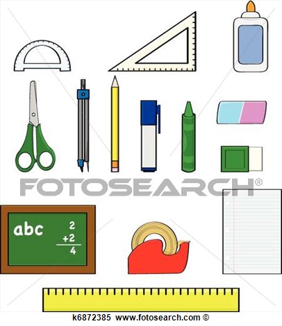 Cartoon School Supplies