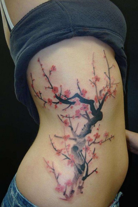 Cherry Blossom Side Tattoo Designs