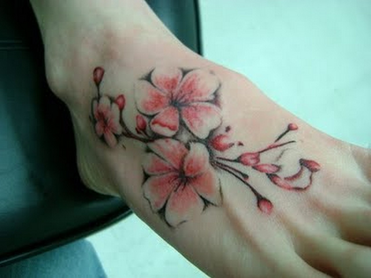 Cherry Blossom Tattoos On Feet