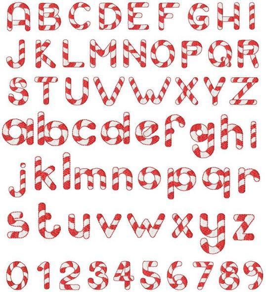 Christmas Candy Cane Font Alphabet