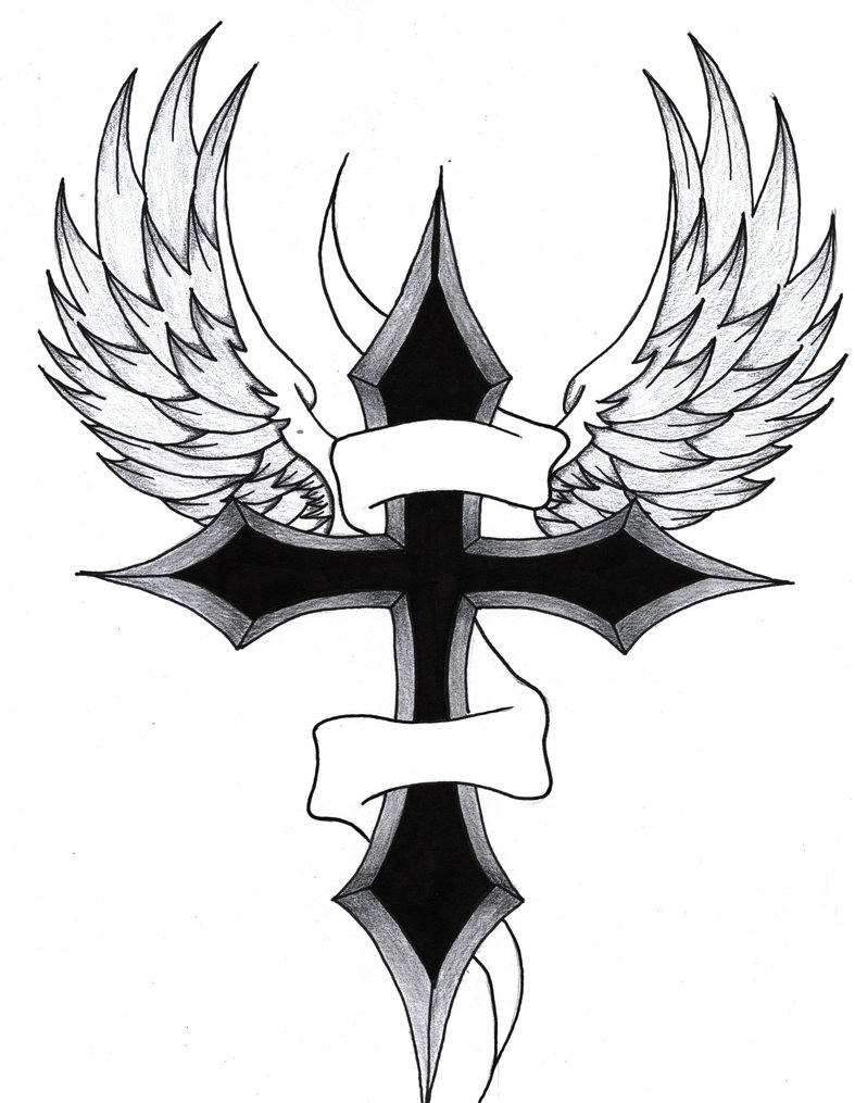 Cool Drawings of Crosses with Wings