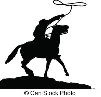 Cowboy Roping Silhouette Clip Art