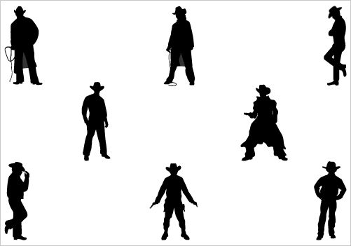 Cowboy Silhouette Clip Art Vector