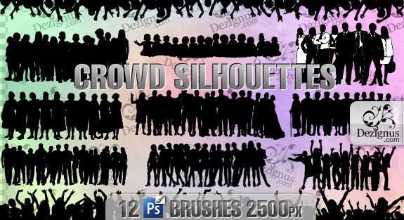 Crowd Silhouette Brushes Photoshop