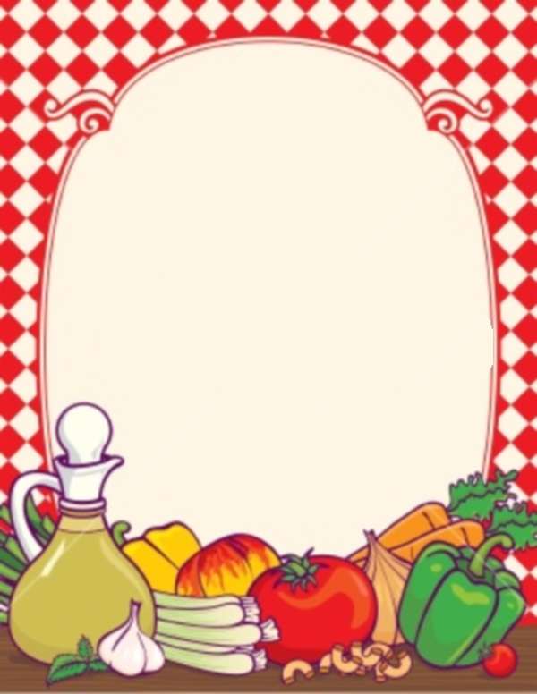 Page With Lines And Food Border Printable