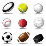 Football Baseball Basketball and Soccer Balls