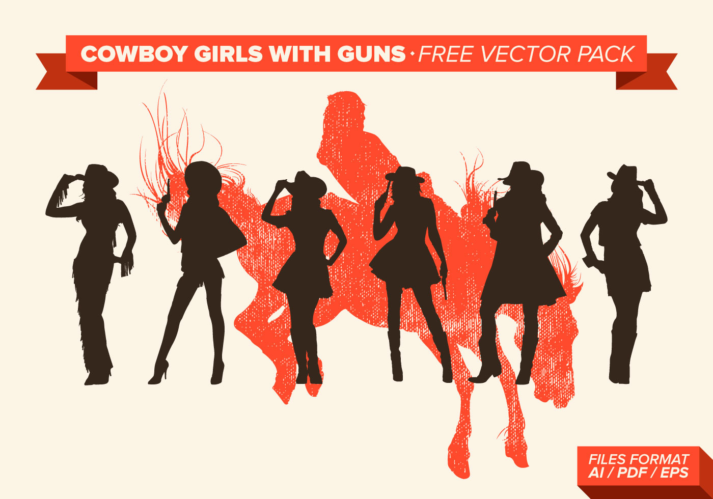 Girl Silhouette Cowgirl with Gun