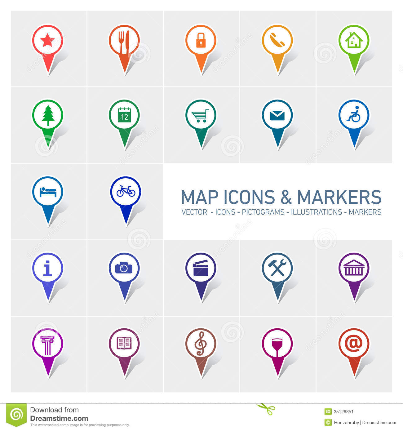 Google Map Marker Icons Vector