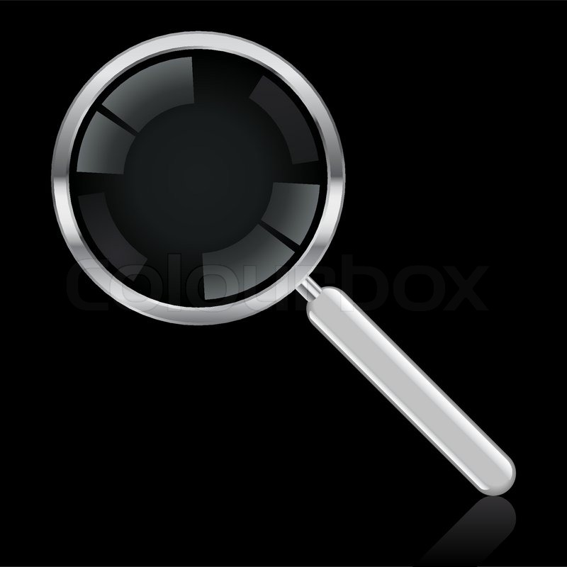 Magnifying Glass Black with White Background