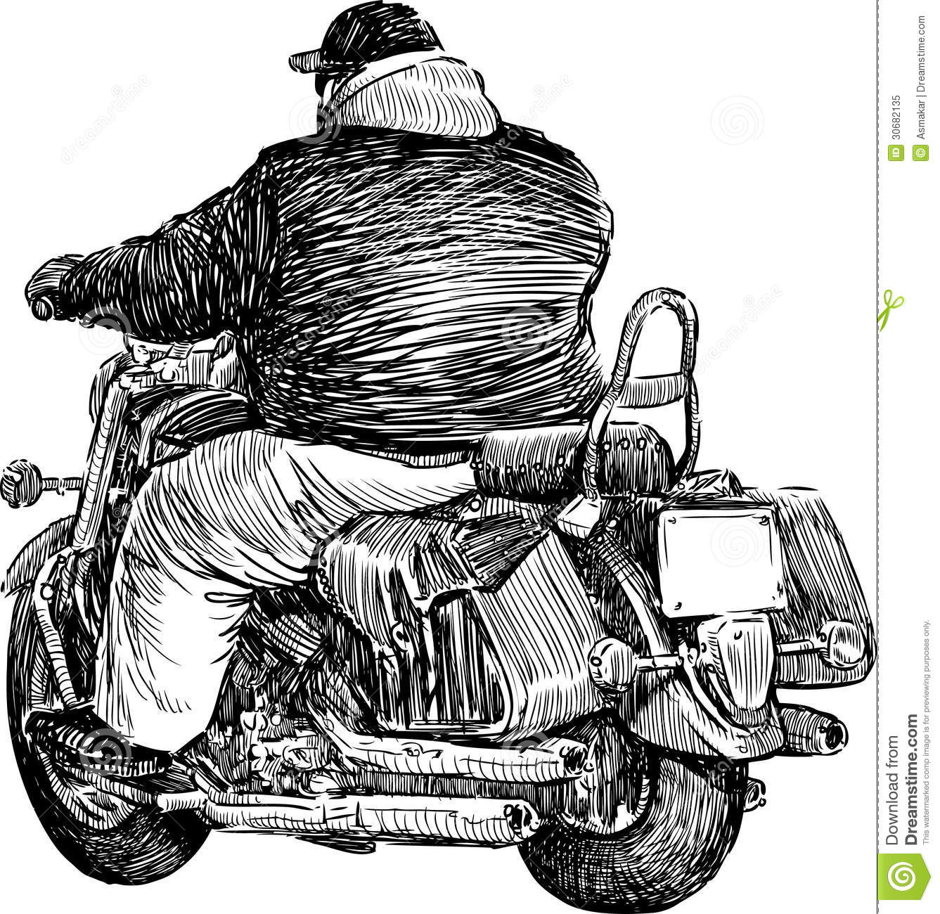 Man Riding Motorcycle Drawing