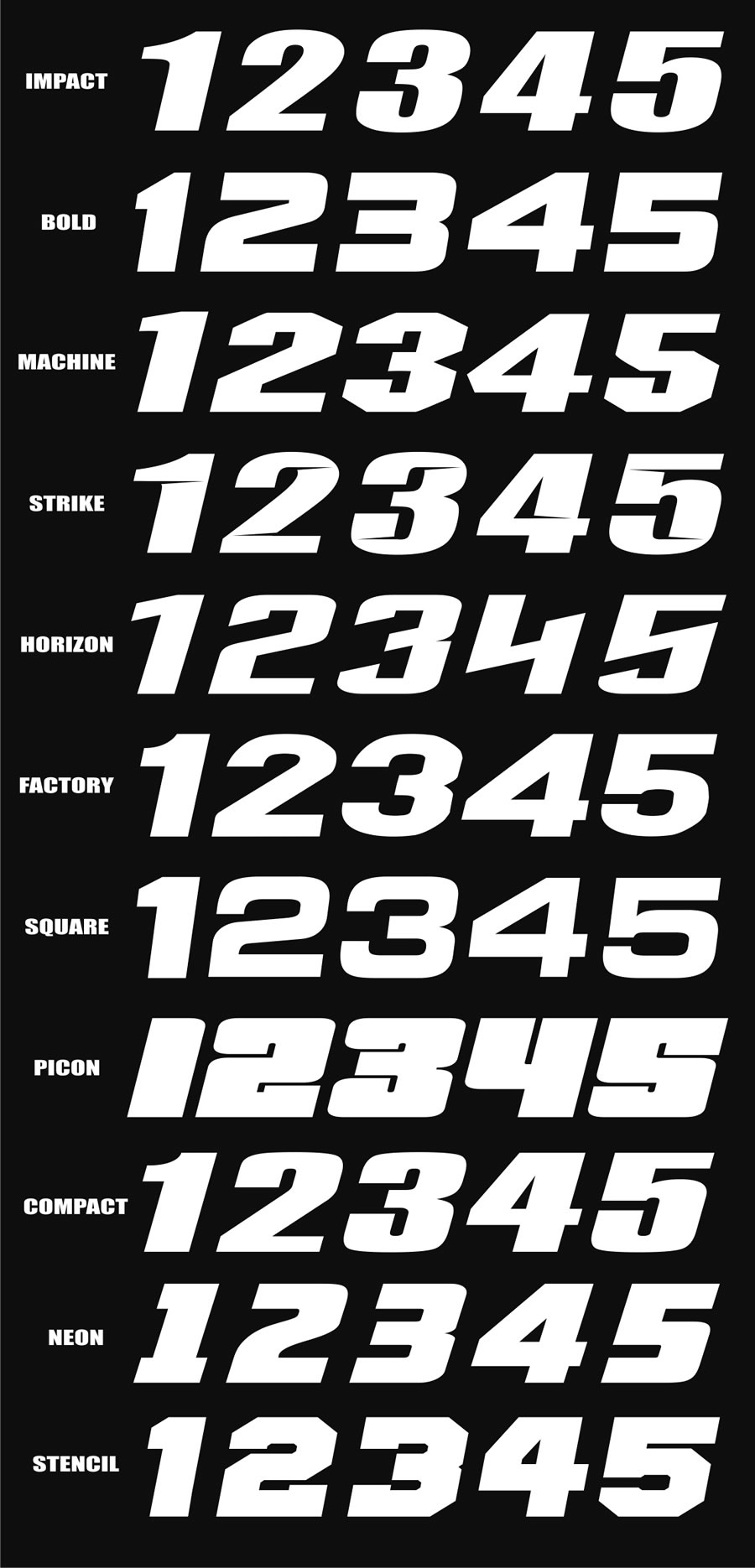 Motocross Number Fonts