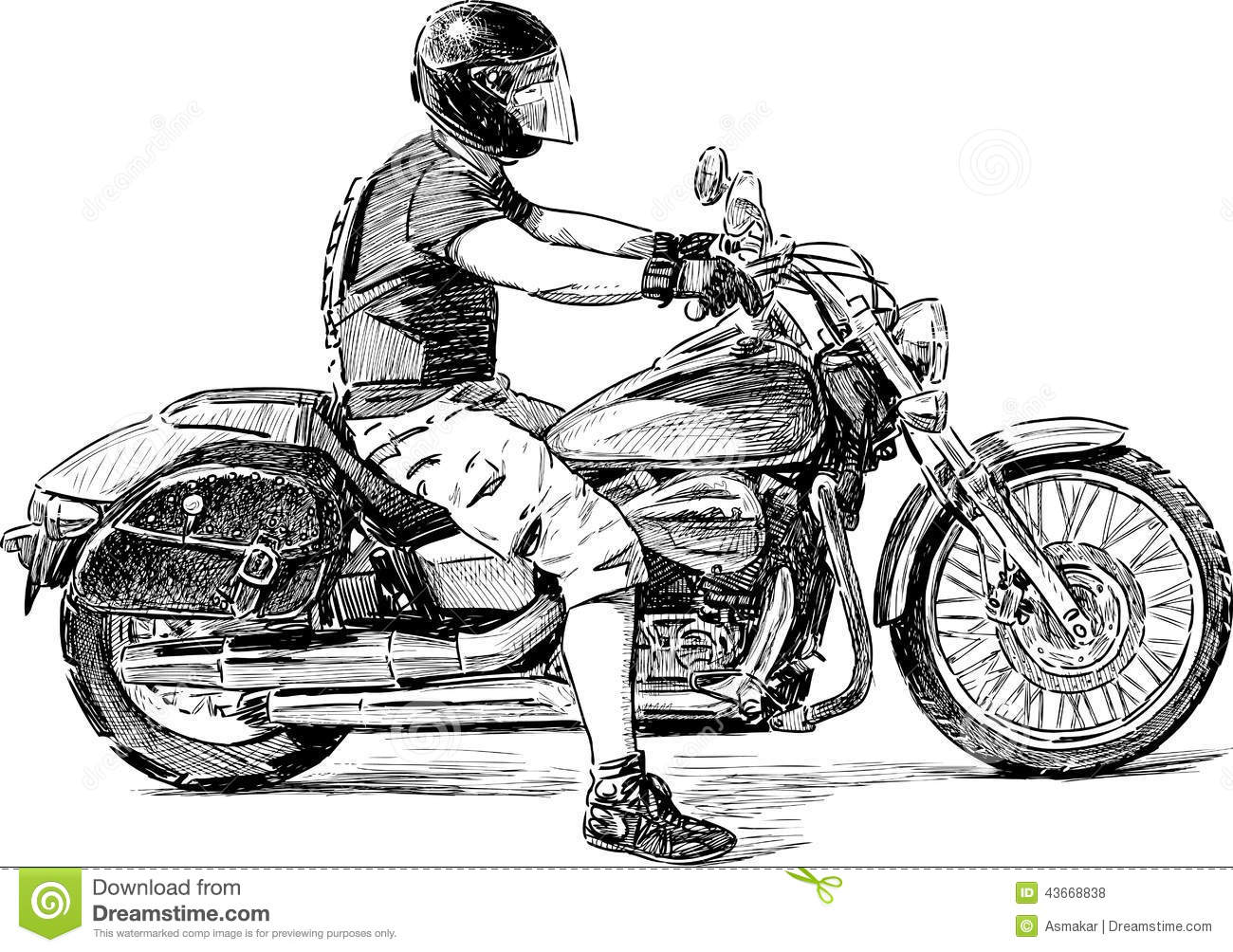 Motorcycle Rider Vector Drawing