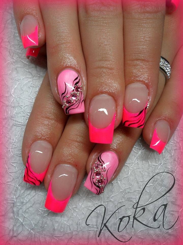 Neon Pink Gel Nail Designs