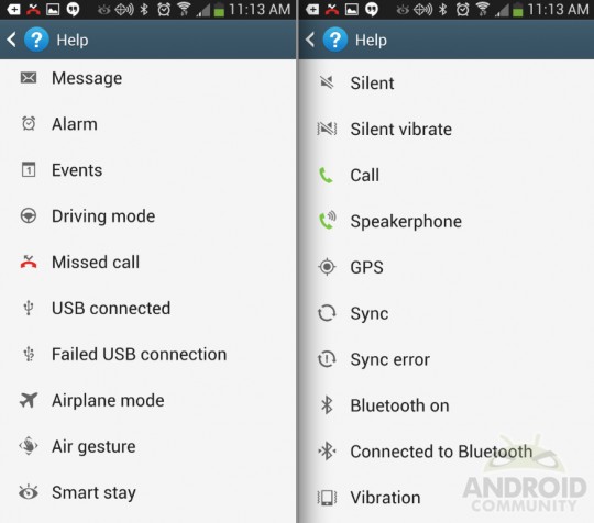 Samsung Galaxy S4 Icon Glossary