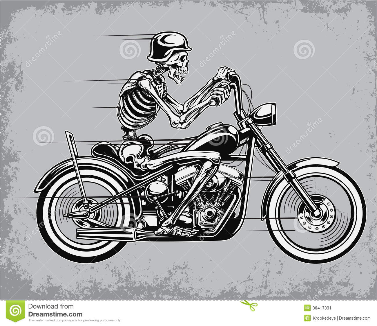 Skeleton Riding Motorcycle Vector