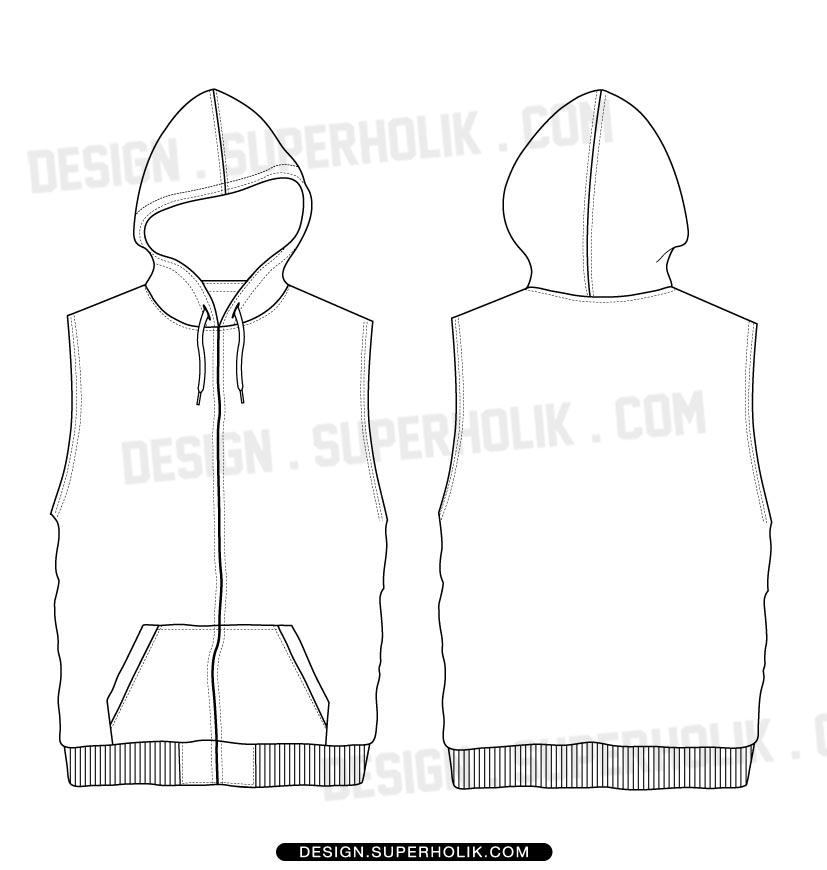 Sleeveless Hoodie Template