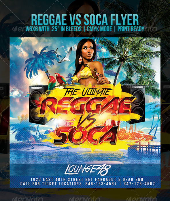 Soca vs Reggae Party Flyer Soca vs Reggae Party Flyer