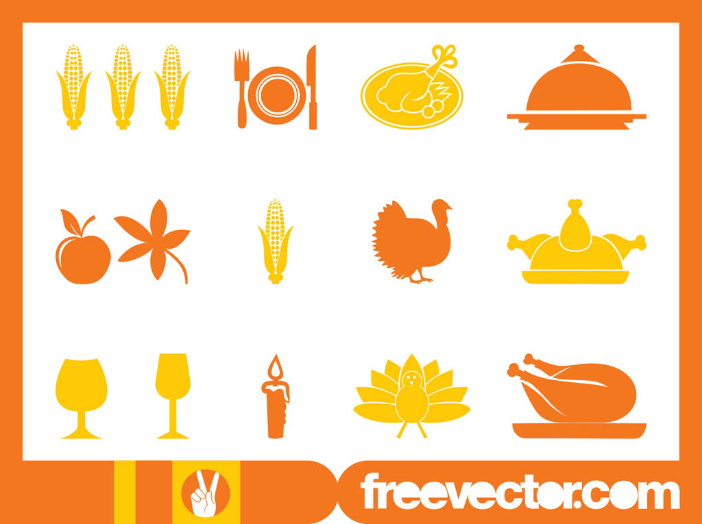 Turkey Icons Thanksgiving