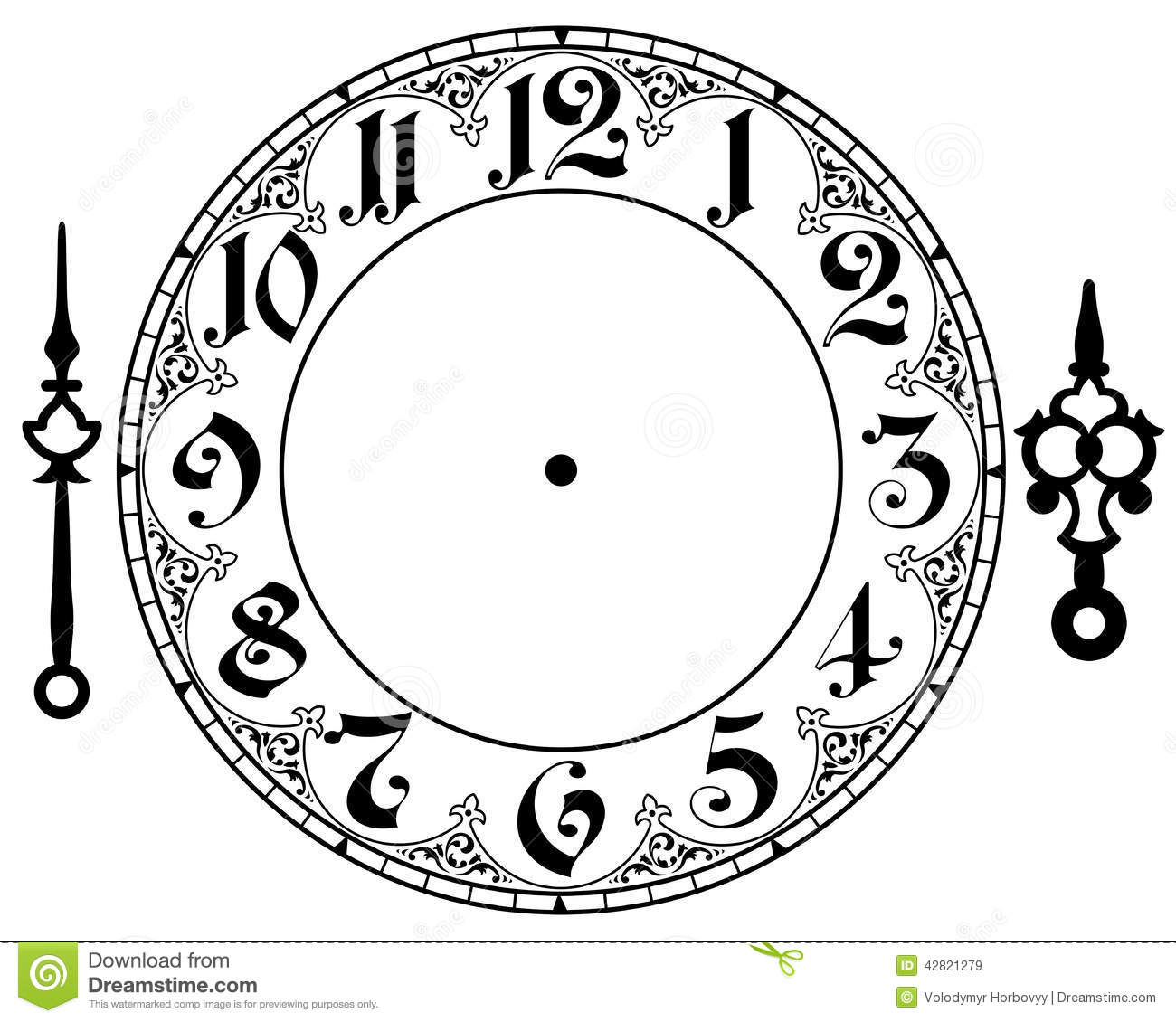 Vintage Clock Face Clip Art Vector