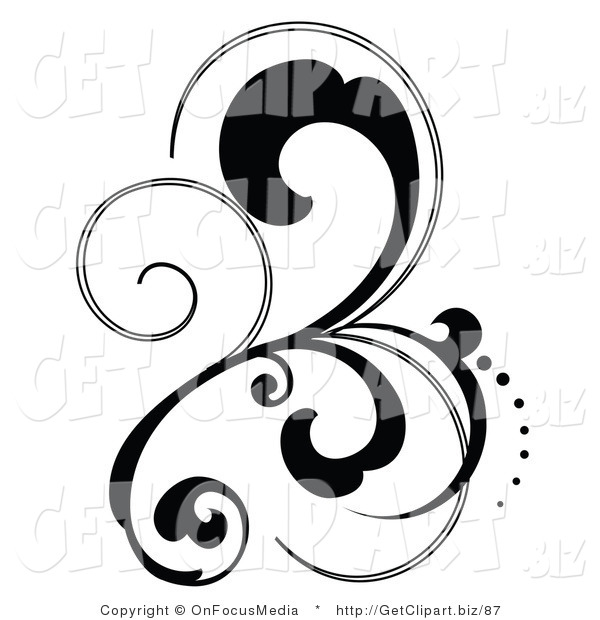 White Curly Design Clip Art