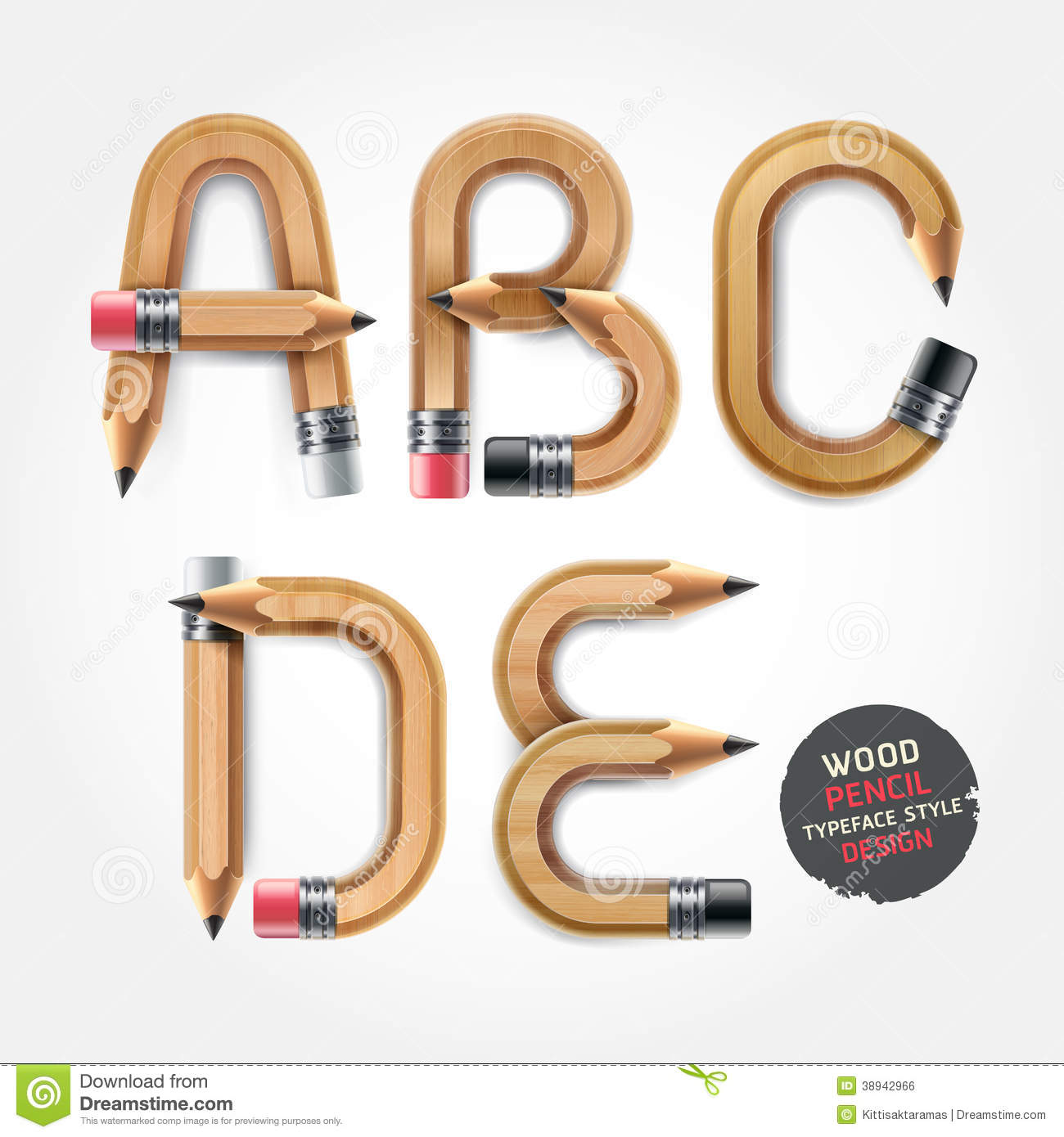Wood Style Alphabets Clip Art