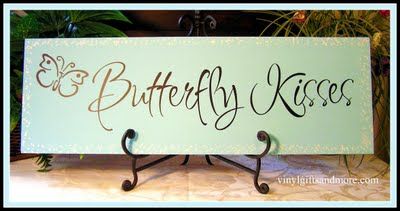 Wooden Butterfly Kisses Sign