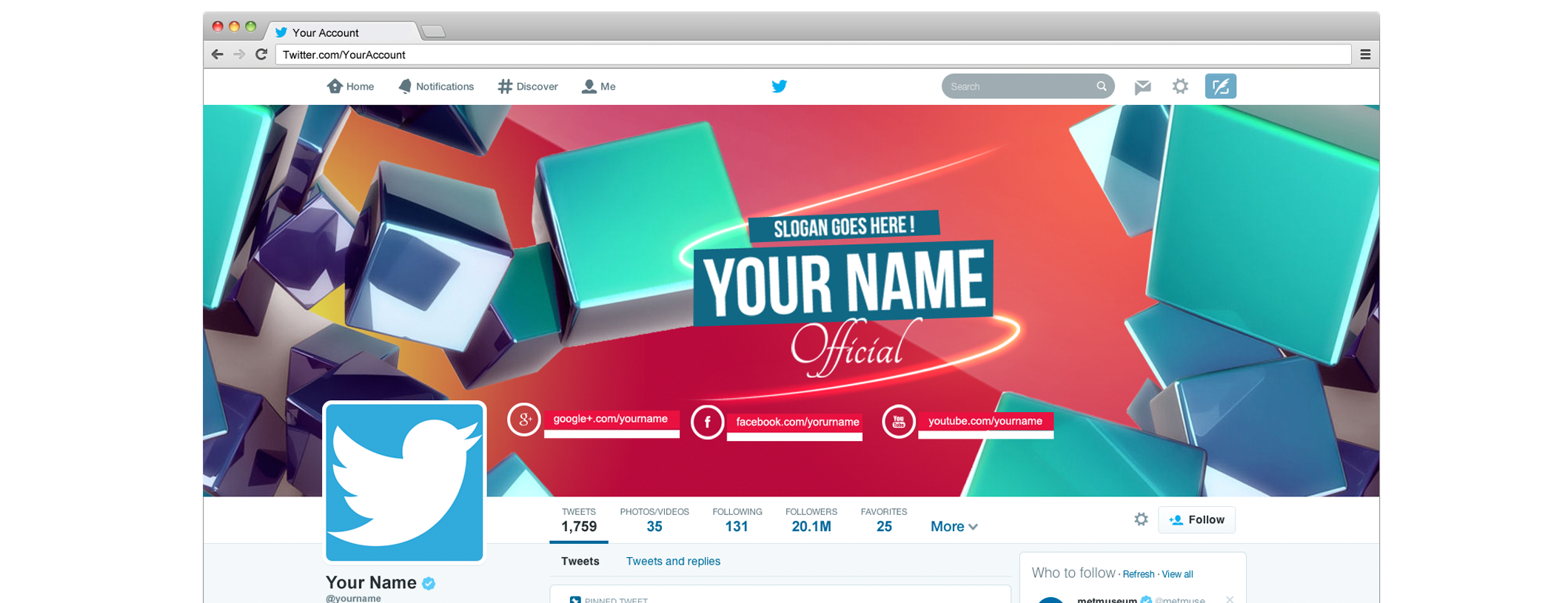 2014 Twitter Header Template PSD