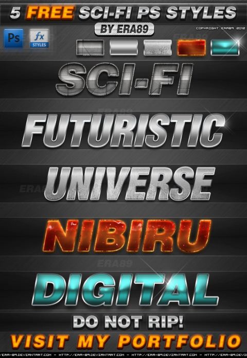 5 Sci-Fi Text Effects Photoshop Styles Free