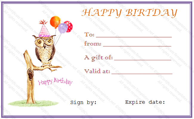 Birthday Gift Certificate Templates Free