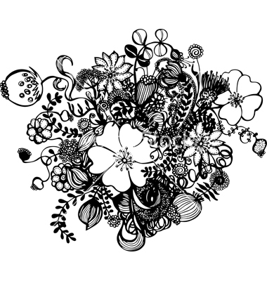 Black and White Flower Vector Art