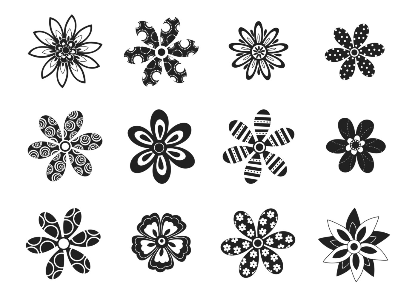 Black and White Flower Vector Art