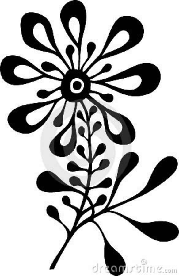 Black and White Flower Vector Clip Art