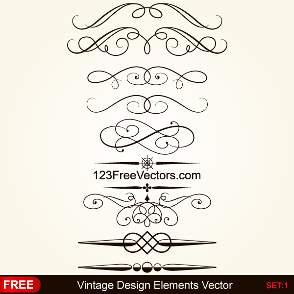 Calligraphic Decorative Elements Vector Art Free