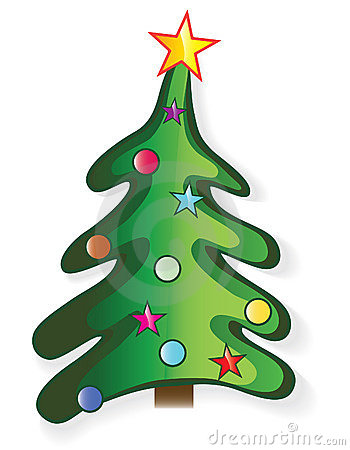Cartoon Christmas Tree with Star