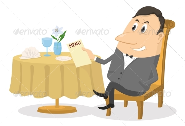 Cartoon Person Sitting at Table