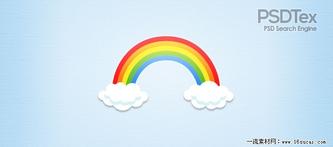 Cartoon Rainbow with Clouds