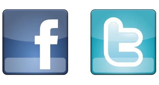 Facebook and Twitter Icons Vector