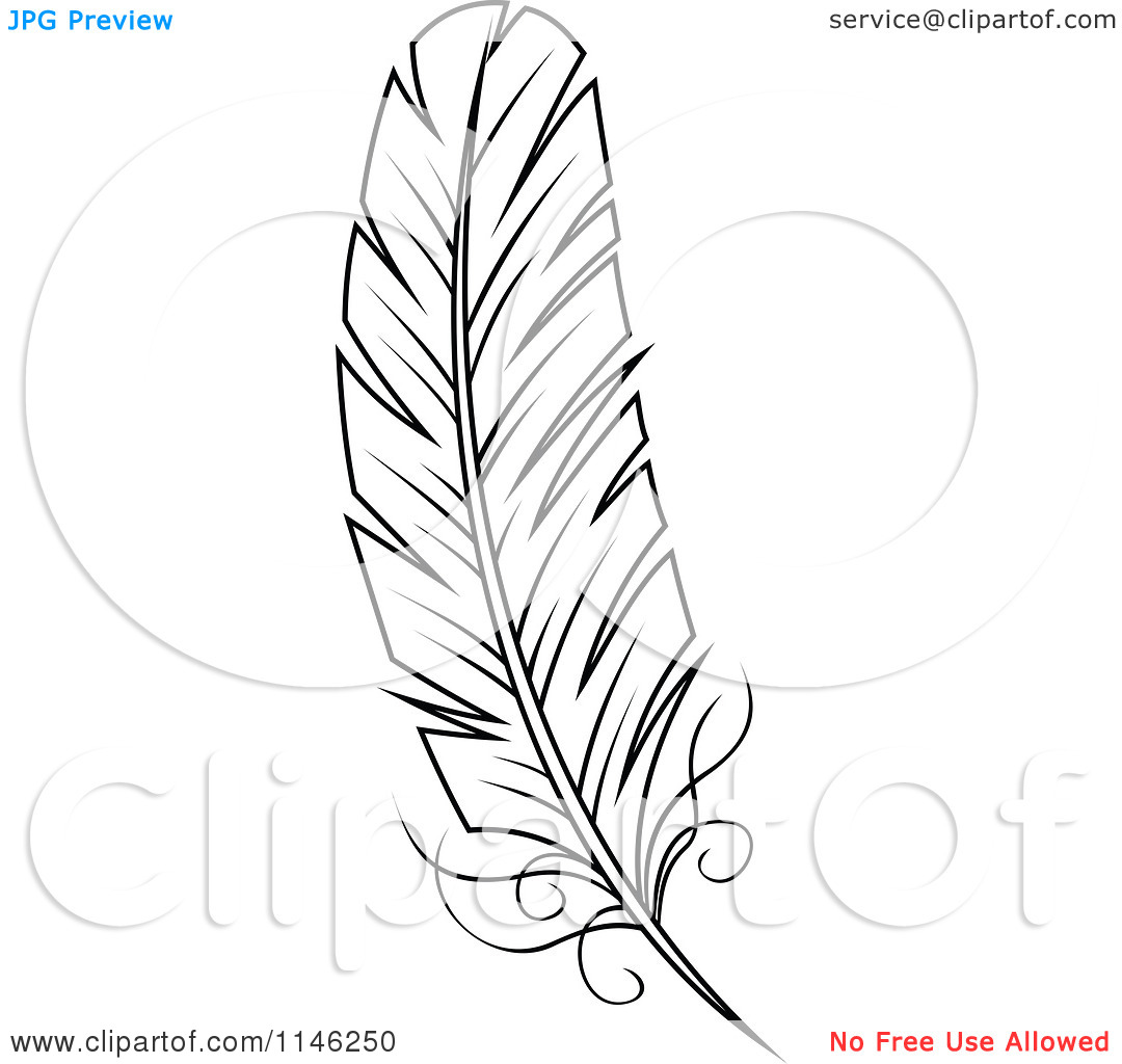 Feather Clip Art Black and White