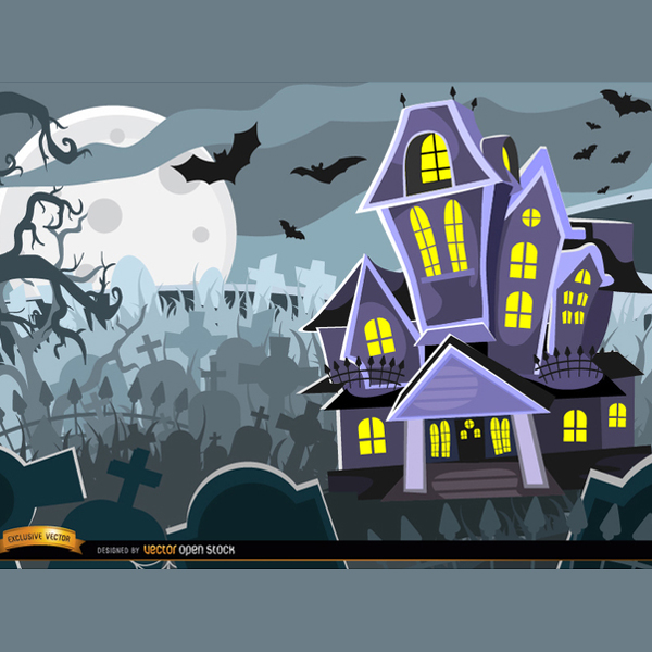 Free Halloween Vector Haunted House