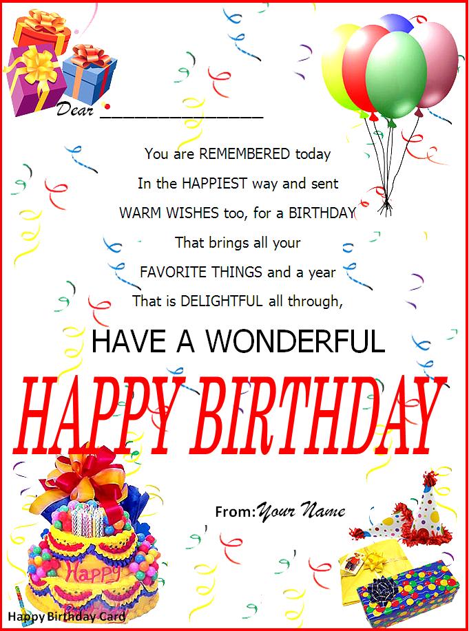 Happy Birthday Card Templates Word