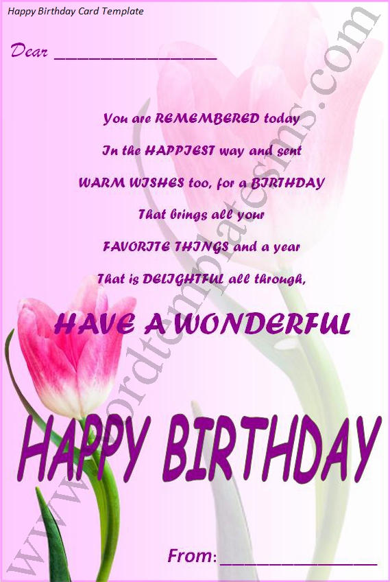 Happy Birthday Card Templates Word