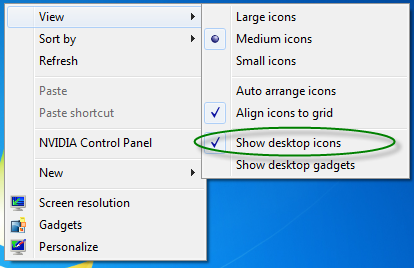 Hide Desktop Icons Windows 7