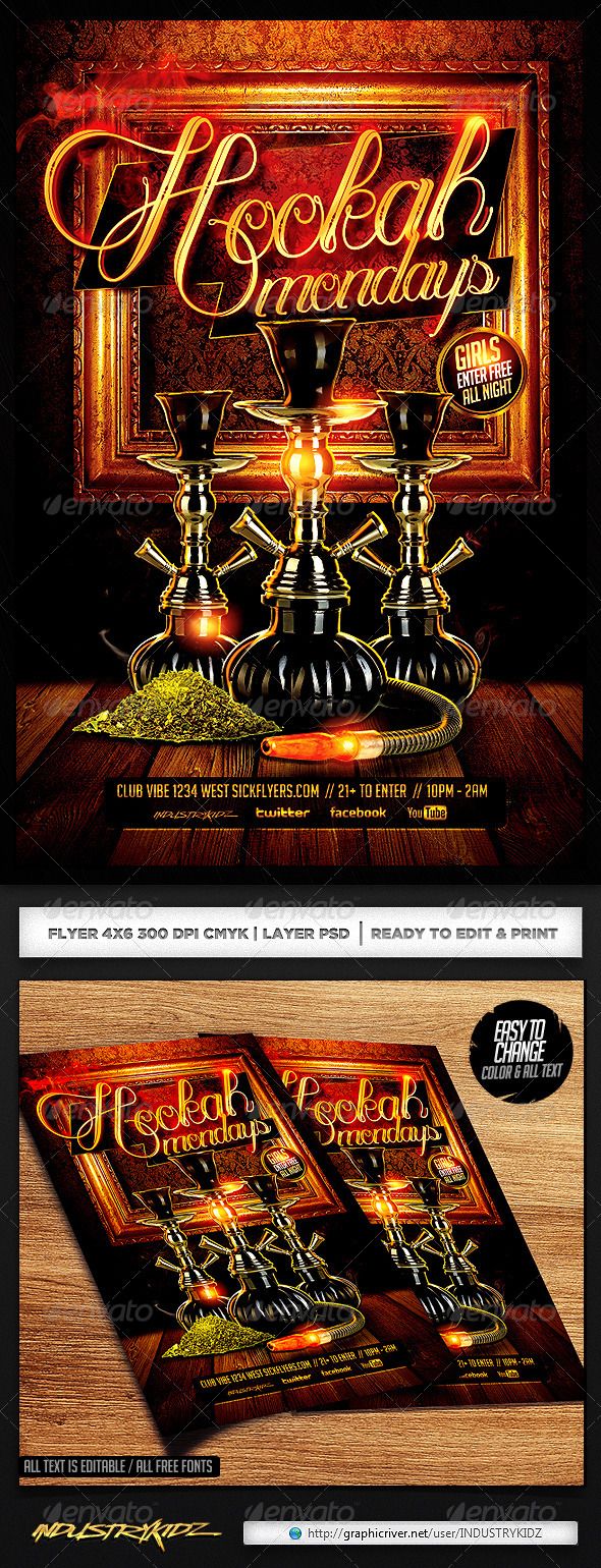 Hookah Flyer Template PSD