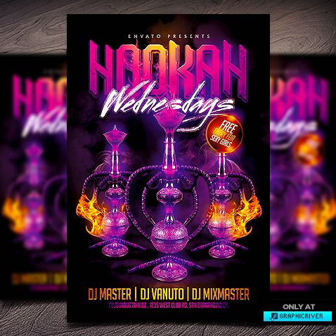 Hookah Flyer Template PSD