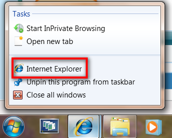 Internet Explorer Icon On Taskbar