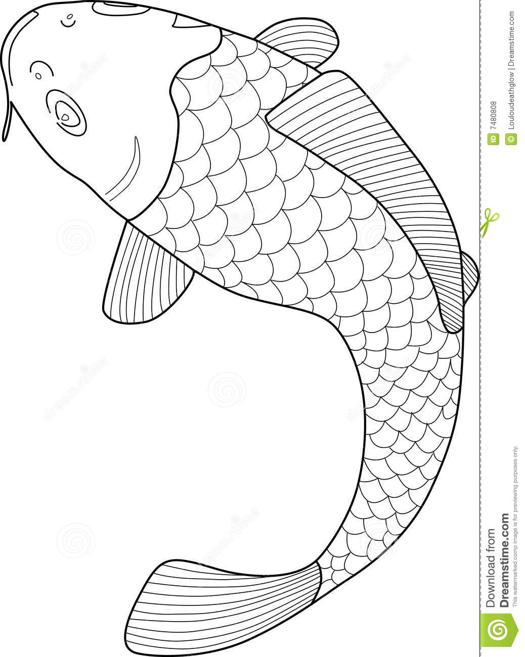 Japanese Koi Fish Line Drawings