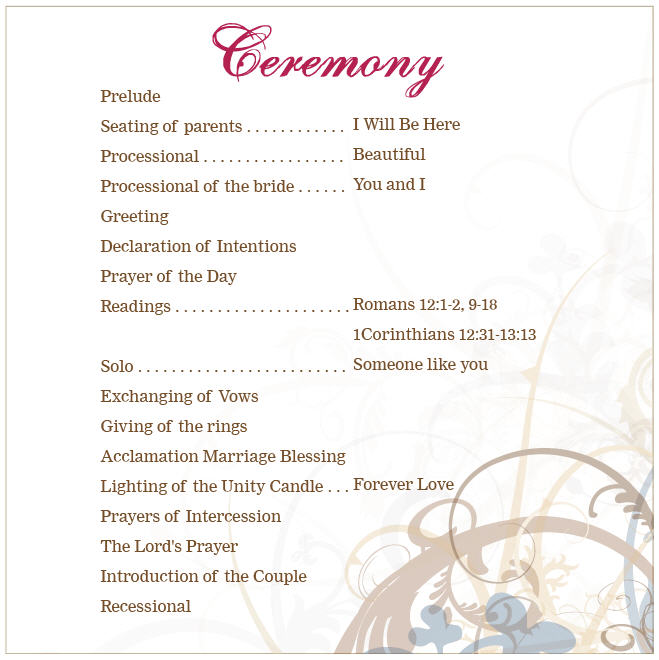 Lutheran Wedding Program Template