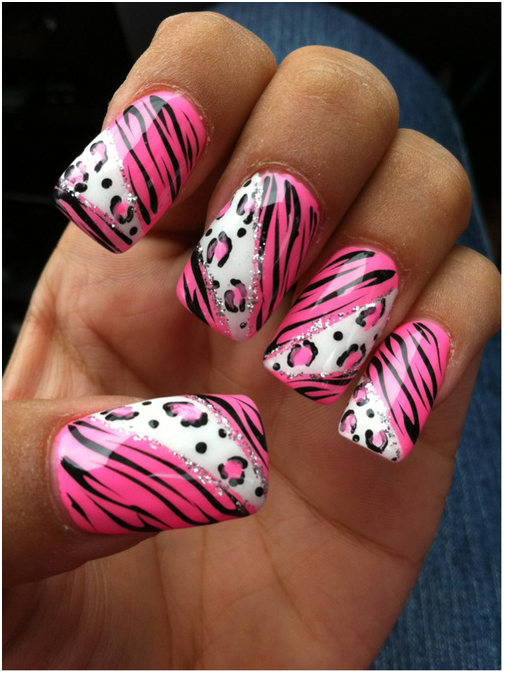 Pink Zebra Print Nail Designs