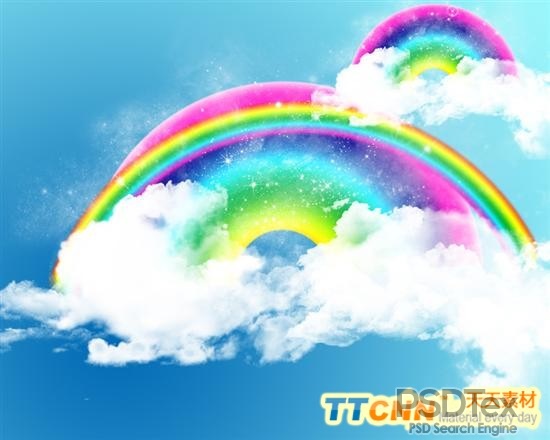 Rainbow Sky with Clouds