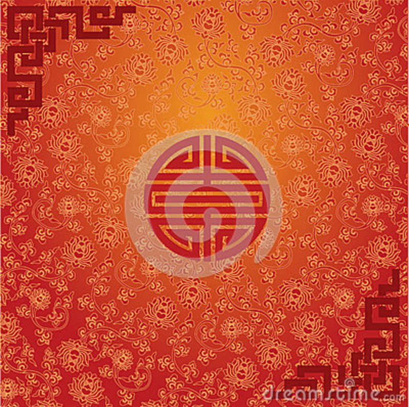 Red and Gold Round Chinese Symbols